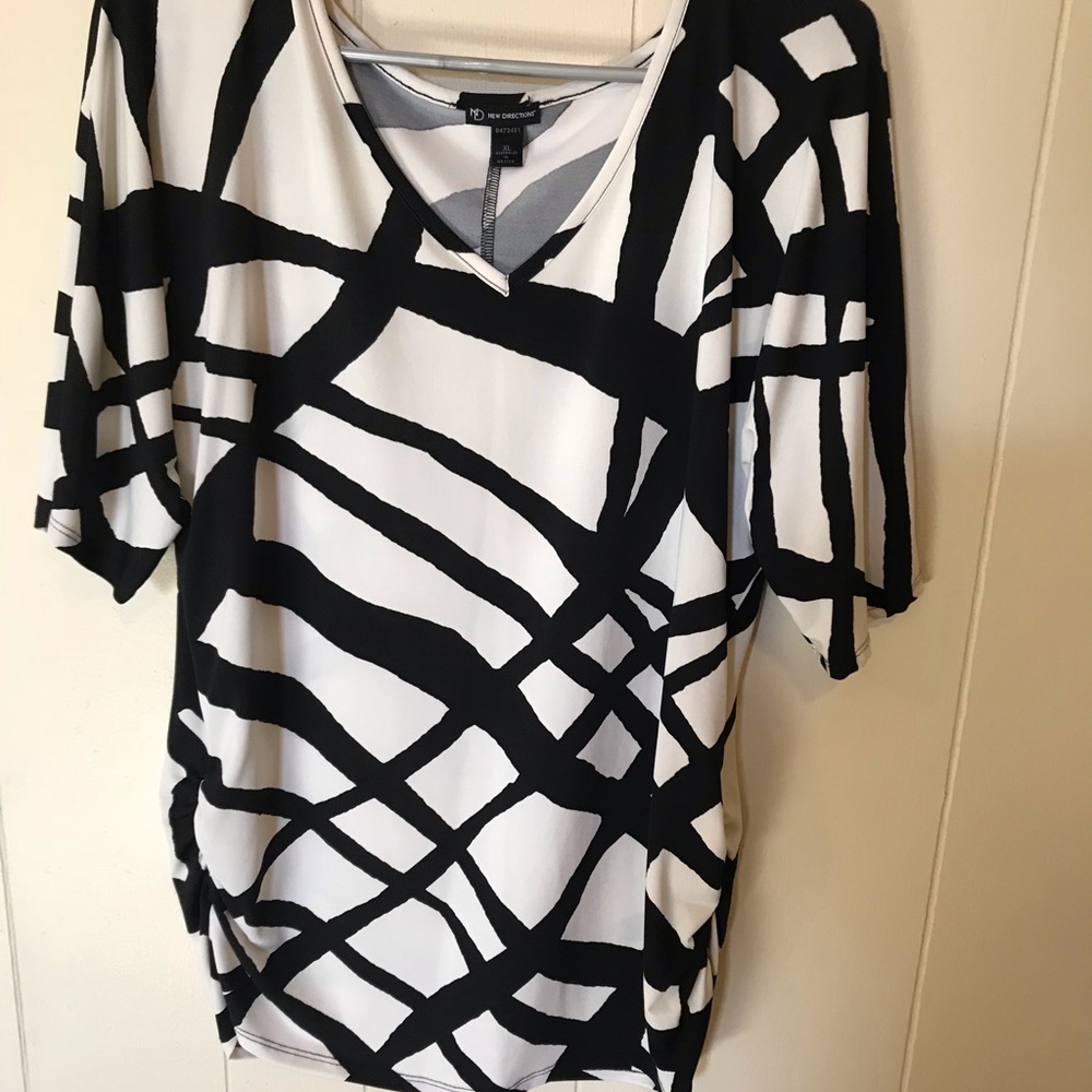 Black and white blouse.